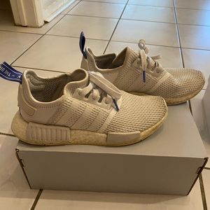 White Adidas NMDs | White running shoes size 7
